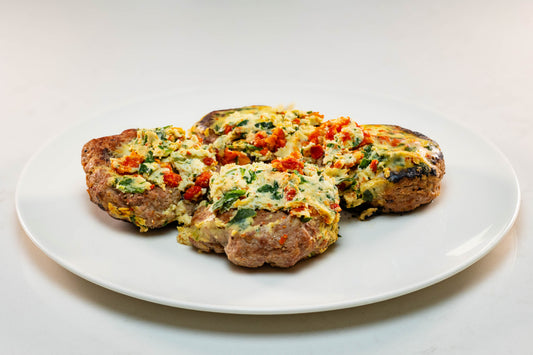 Hamburguesa de Pavo con Ricotta, Arugula, y Tomate Seco